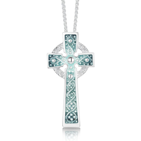 Iona Cross Enamelled Pendant Necklace in Sterling Silver by Sheila Fleet Jewellery