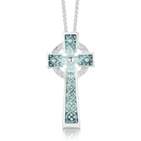 Iona Cross Enamelled Pendant Necklace in Sterling Silver