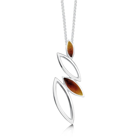 Seasons Silver Pendant Necklace in Autumn Enamel by Sheila Fleet Jewellery