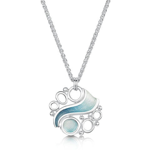 Arctic Stream Pendant in Arctic Blue Enamel by Sheila Fleet Jewellery