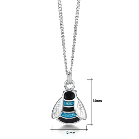 Bumblebee Sterling Silver Pendant in Blue Enamel by Sheila Fleet Jewellery