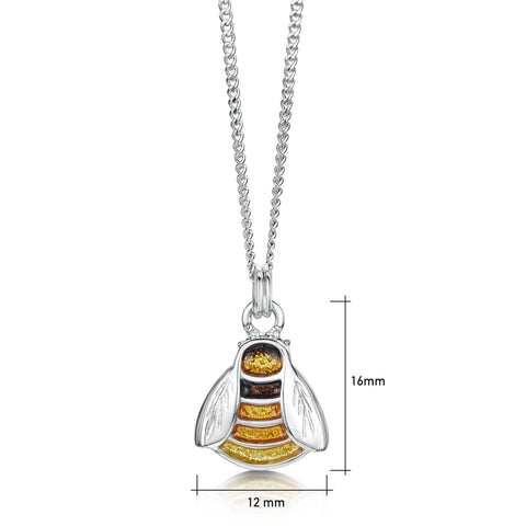 Great Yellow Bumblebee Enamel Pendant in Sterling Silver by Sheila Fleet Jewellery