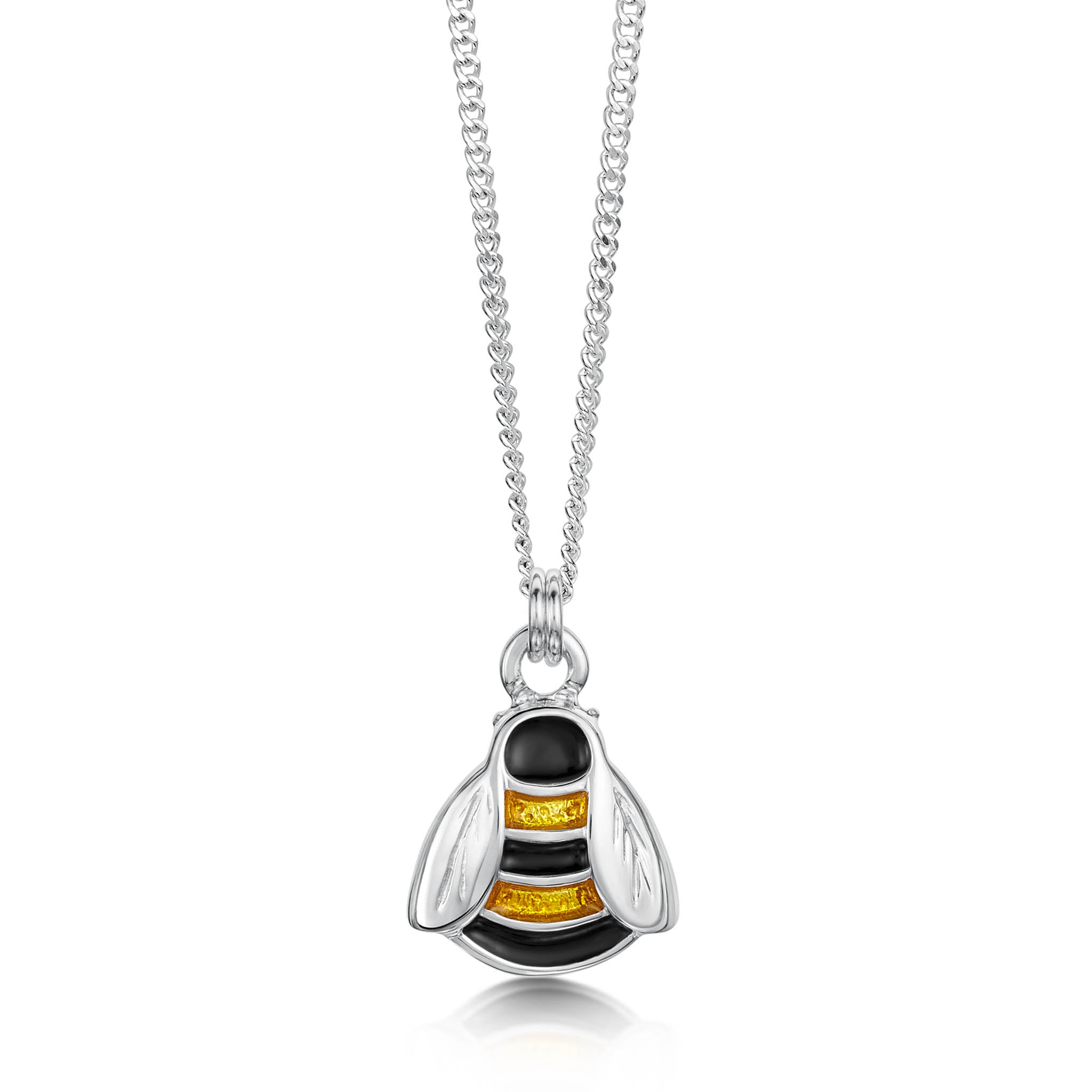 Bumblebee Enamel Pendant in Sterling Silver