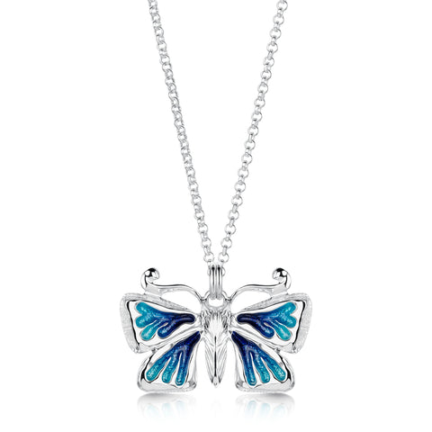 Common Blue Butterfly Small Enamel Pendant by Sheila Fleet Jewellery