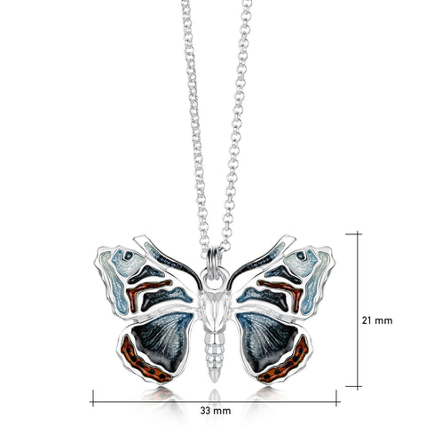 Red Admiral Butterfly Enamel Pendant by Sheila Fleet Jewellery