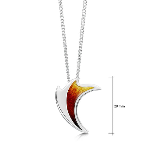 New Wave Small Silver Pendant in Flame Enamel