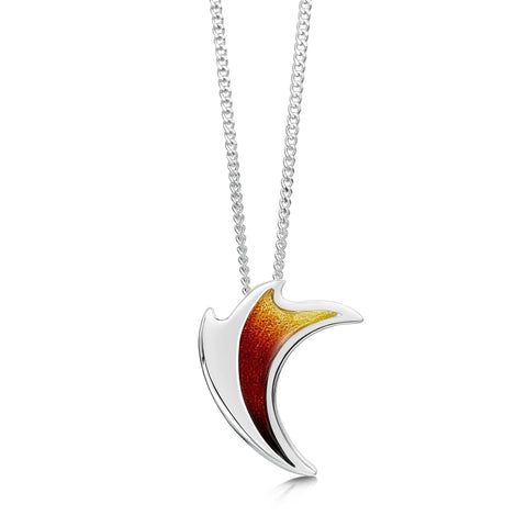 New Wave Silver Curve Pendant in Flame Enamel by Sheila Fleet Jewellery