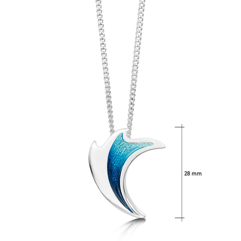 New Wave Small Silver Pendant in Peacock Enamel