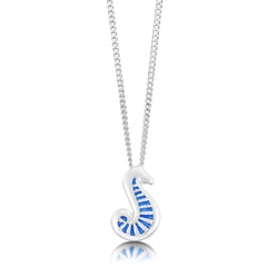 Pictish Seahorse Pendant in Sapphire Enamel by Sheila Fleet Jewellery
