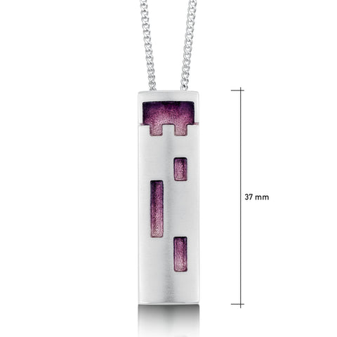 Castle Tower Dress Pendant in Amethyst Enamel
