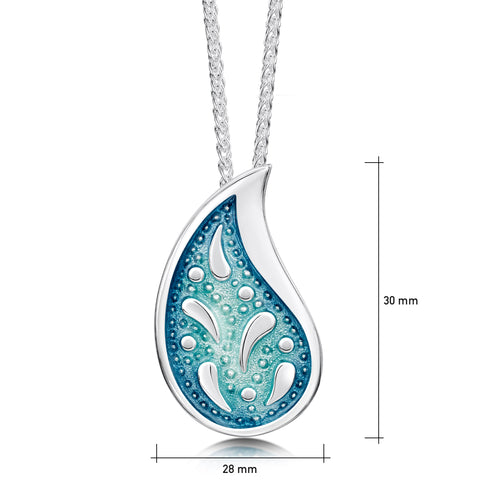 Paisley Leaf Dress Pendant Necklace in Verdi Enamel