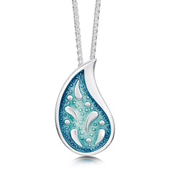 Paisley Leaf Dress Pendant Necklace in Verdi Enamel by Sheila Fleet Jewellery