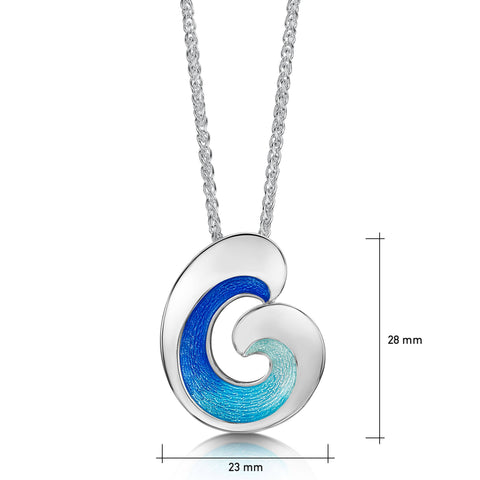 Wave Silver Dress Pendant in Light Ocean Enamel by Sheila Fleet Jewellery