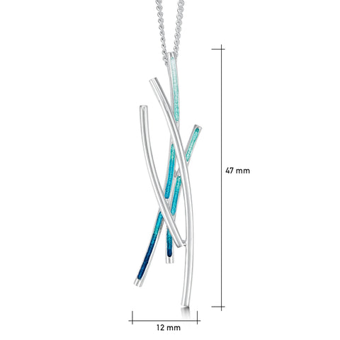 Wild Grasses Dress Pendant Necklace in Peacock Enamel by Sheila Fleet Jewellery