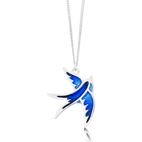 Swallows Dress Pendant in Sapphire Enamel by Sheila Fleet Jewellery