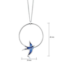 Swallows 1-hoop Dress Pendant in Sapphire Enamel