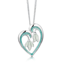Snowdrop Sterling Silver Heart Pendant in Leaf Enamel by Sheila Fleet Jewellery