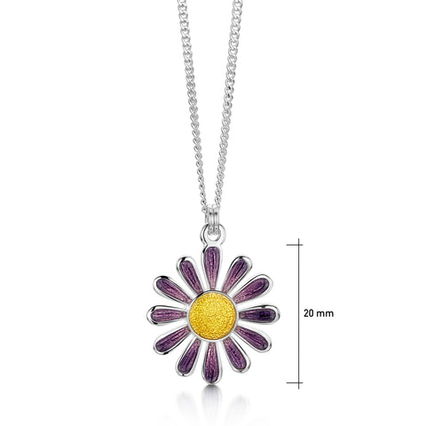 Coloured Daisies Small Pendant in Amethyst Enamel by Sheila Fleet Jewellery