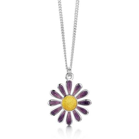 Coloured Daisies Small Pendant in Amethyst Enamel by Sheila Fleet Jewellery
