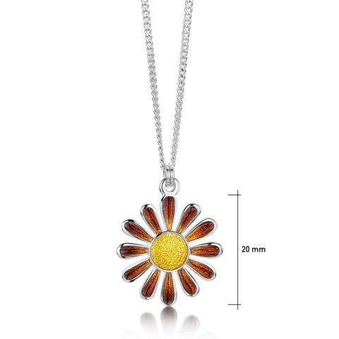 Coloured Daisies Small Pendant in Fire Enamel by Sheila Fleet Jewellery