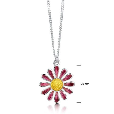 Coloured Daisies Small Pendant in Hot Pink Enamel by Sheila Fleet Jewellery