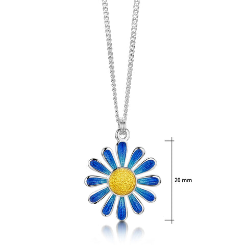 Coloured Daisies Small Pendant in Ocean Enamel by Sheila Fleet Jewellery