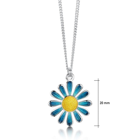 Coloured Daisies Small Pendant in Peacock Enamel by Sheila Fleet Jewellery