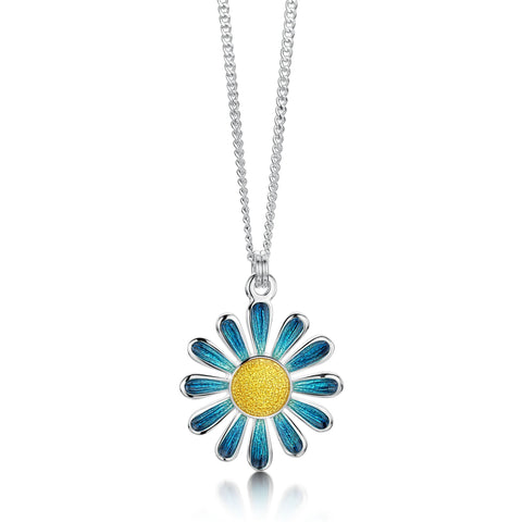 Coloured Daisies Small Pendant in Peacock Enamel by Sheila Fleet Jewellery