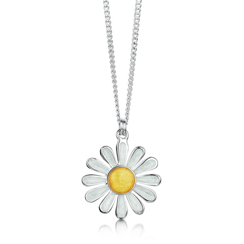 Daisies at Dawn Small Enamel Pendant in Sterling Silver by Sheila Fleet Jewellery