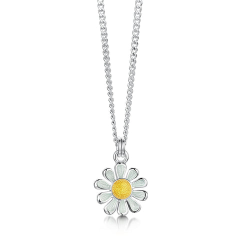 Daisies at Dawn Petite Enamel Pendant in Sterling Silver by Sheila Fleet Jewellery