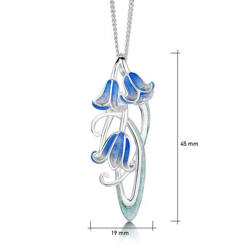 Bluebell Enamel Dress Pendant Necklace in Sterling Silver
