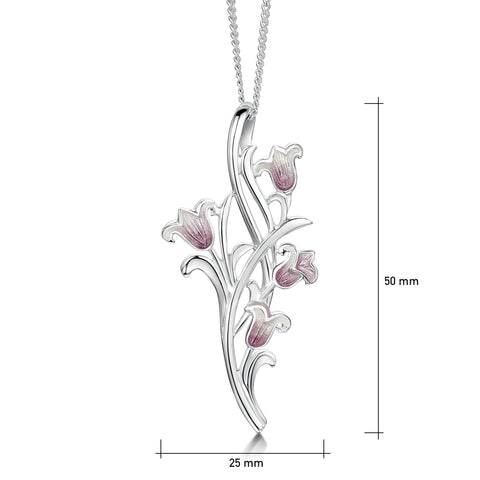 Bluebell 4-flower Pendant Necklace in Pinkbell Enamel