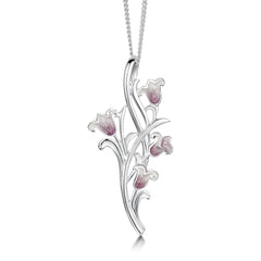Bluebell 4-flower Pendant Necklace in Pinkbell Enamel by Sheila Fleet Jewellery