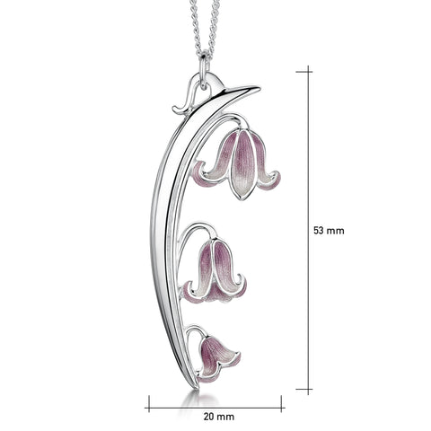 Bluebell 3-flower Dress Pendant Necklace in Pinkbell Enamel