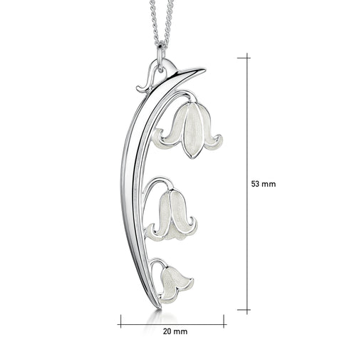 Bluebell 3-flower Dress Pendant Necklace in Whitebell Enamel