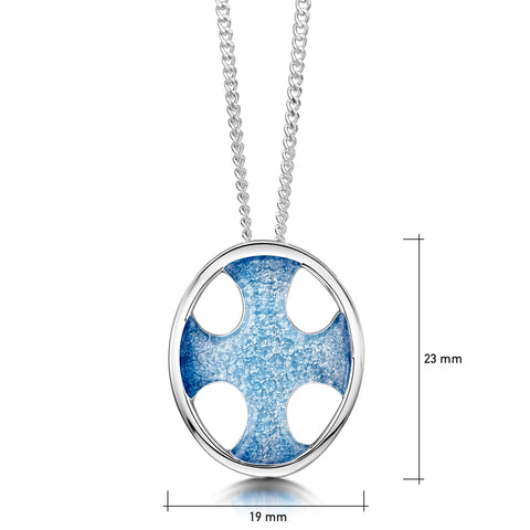 Cross of the Kirk Silver Dress Pendant in Cool Slate Enamel