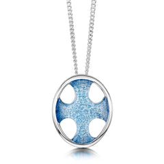 Cross of the Kirk Silver Dress Pendant in Cool Slate Enamel by Sheila Fleet Jewellery