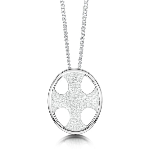 Cross of the Kirk Silver Dress Pendant in Crystal Enamel by Sheila Fleet Jewellery