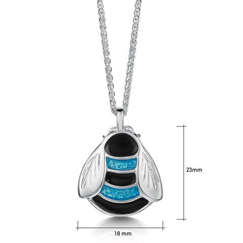 Bumblebee Sterling Silver Dress Pendant in Blue Enamel by Sheila Fleet Jewellery