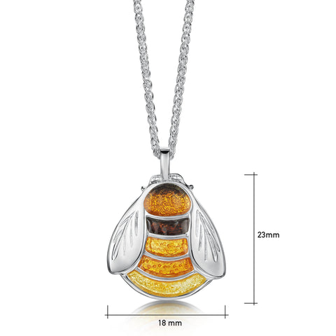 Great Yellow Bumblebee Dress Pendant in Sterling Silver by Sheila Fleet Jewellery