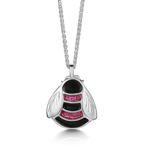 Bumblebee Hot Pink Dress Pendant in Sterling Silver by Sheila Fleet Jewellery