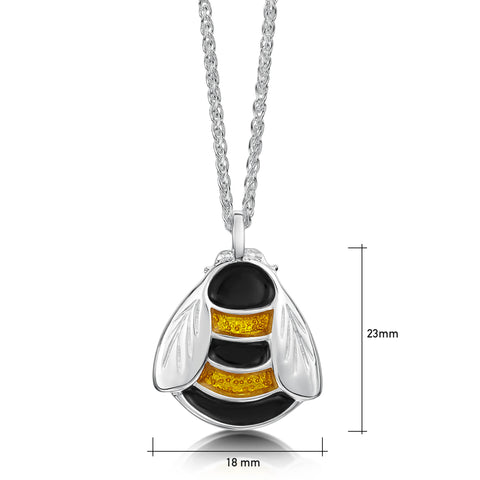 Bumblebee Enamel Dress Pendant in Sterling Silver