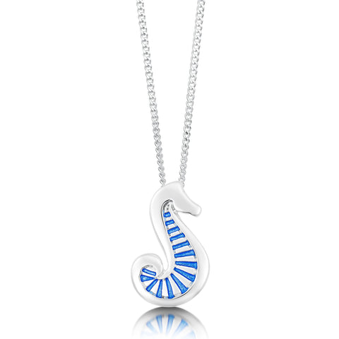 Pictish Seahorse Dress Pendant in Sapphire Enamel by Sheila Fleet Jewellery