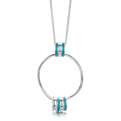 Wave Surfers 7-ring Enamel Pendant Necklace in Sterling Silver by Sheila Fleet Jewellery