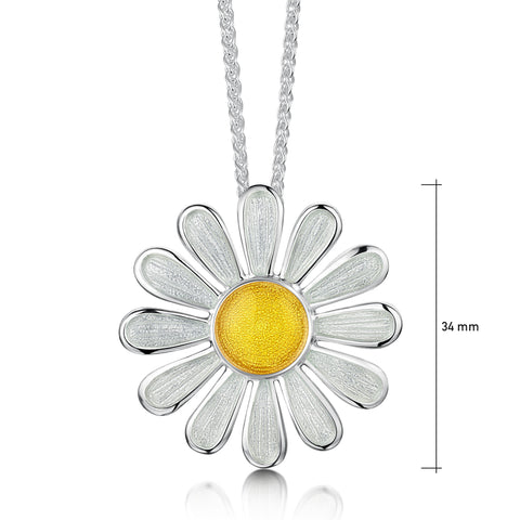 Daisies at Dawn Enamel Dress Pendant in Sterling Silver by Sheila Fleet Jewellery