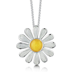 Daisies at Dawn Enamel Dress Pendant in Sterling Silver by Sheila Fleet Jewellery