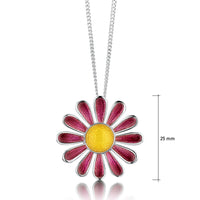 Coloured Daisies Pendant in Hot Pink Enamel