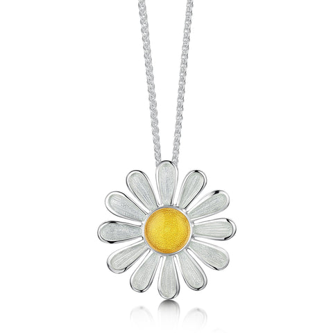 Daisies at Dawn Enamel Pendant in Sterling Silver by Sheila Fleet Jewellery
