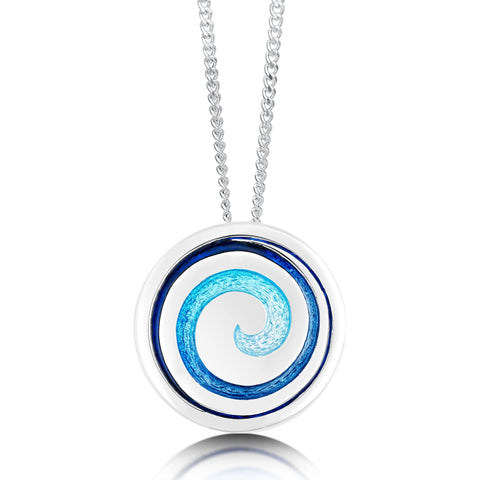 Surfbreaker Enamel Occasion Pendant in Sterling Silver by Sheila Fleet Jewellery