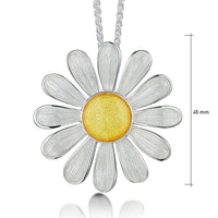 Daisies at Dawn Enamel Occasion Pendant in Sterling Silver